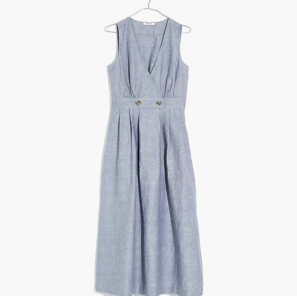 Madewell Chambray button wrap midi dress 4